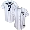 Majestic New York Yankees #7 Mickey Mantle White Pinstripe Throwback Replica Jersey