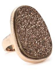 Marcia Moran "Chocolate" druzy Quartz Oval Ring, Size 7