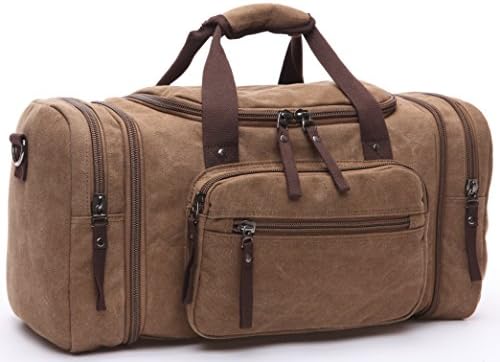 Xiebag Travel Canvas Tote Luggage Shoulder Bag (Coffee)