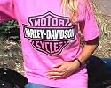 Harley-Davidson® Women's Bar & Shield Short Sleeve T-Shirt in soft pink. Backside features Harley-Davidson® Logo. PINK-BS-SPHD-T