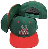 Milwaukee Bucks Green/Red Two Tone Plastic Snapback Adjustable Plastic Snap Back Hat / Cap
