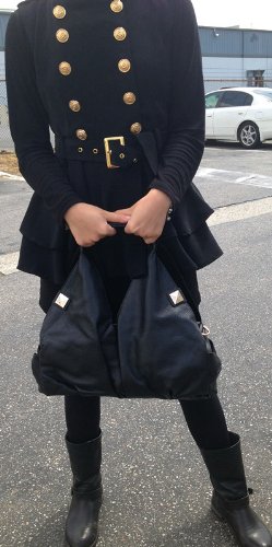 Women's Classic Fashion Tote Handbag 100% Genuine Leather Should Cross Bag Red & Black (Black)