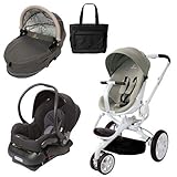 Quinny CV078BFV Moodd Stroller Travel System and Dreami Bassinet in Natural Delight with Diaper Bag
