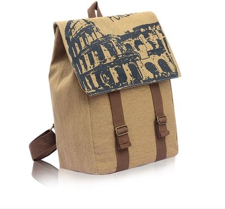 Retro Canvas Backpack Rucksack Handbag Schoolbag (Yellow)