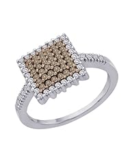 10K White Gold, Brown and White Diamond Fashion Ring (1/2 cttw)