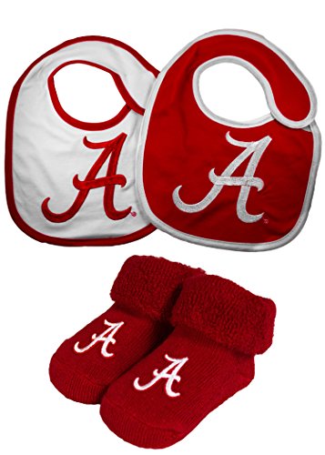 NCAA Alabama Crimson Tide Infant Booties and 2 Pack Bib Set