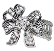 Hot Fashion Bling Bow Ring - Ice Crystals & Adjustable Free Size Rolex Back