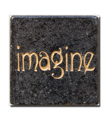 Imagine Inspirational Magnet- Stone Magnet- Elegant Magnets for displaying Wedding Invitations from Friends and Families - Powerful reminders for Children and Parents to have Faith, Hope, Be Inspiring to others, and Make a Better World- 1.5 inches by 1.5 inches- Perfect size- collect all 8- Imagine- Hope- Faith- Peace- Believe- Dream- Love- Laugh