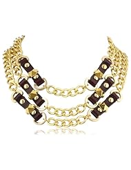 Fallon Leather Stud Station Bib Necklace