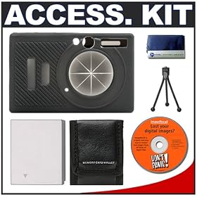 Snug-It Tight Fit Camera Skin (Black) with Spare NB-4L Battery + Cameta Bonus Accessory Kit for... by Delkin