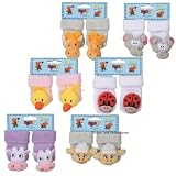 1 Paar Erstlingssöckchen Rasselsöckchen mit 3D Tiermotiv, mit Umschlag, Einheitsgröße (one-size)