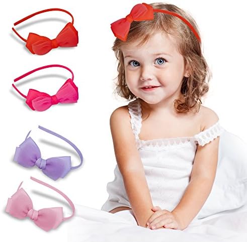 Miabelllasophia's Premium set of 4 little Girls Headbands with double Bow ideal for one to four year old toddlers.
