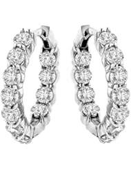 5.00 CT TW Large Diamond Inside/Outside Hoop Earrings in 14k White Gold