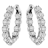 5.00 CT TW Large Diamond Inside/Outside Hoop Earrings in 14k White Gold