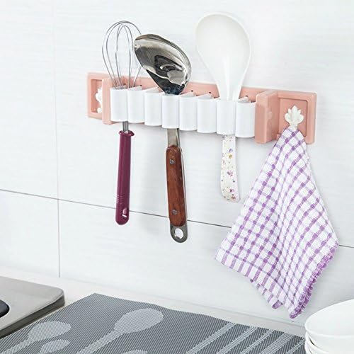 Kitchen Bathroom Plastic Wall Hanging Storage Racks Oranizers Toothbrush Kitchenware Holders (Pink)