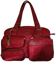 Women's DKNY Purse Handbag Nylon Zip Satchel Red