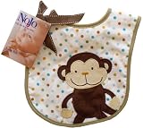 Nojo Jungle Tales Monkey Applique/ Print Interlock/ Woven Terry Feeder Bib
