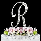 Fully Covered in Crystal Monogram Wedding Cake Topper Letter   Letter R