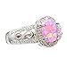 Synthetic Oval Pink Opal Sterling Silver Filigree Shank Women's Halo Wedding Ring SPJ