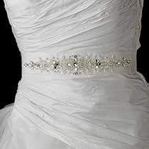 Hot Sale Swarovski Crystal and Pearl Beaded Wedding Bridal Sash Belt - White