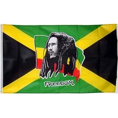Qualit�ts Fahne Flagge Bob Marley Freedom 90 x 150 cm mit verst�rktem Hissband