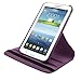 LK Luxury 360 Rotating PU Leather Case Cover For Samsung Galaxy Tab 3 Lite 7.0 T110 / T111 & Free Screen Protector + Stylus Pen (Purple)
