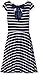 ZUNIE Girls' Capsleeve Ribbed Striped Skater Dress with Chiffon Bow