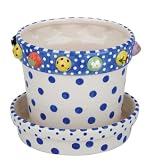 Garden Ceramic Flower Pot - Blue Polka Dots