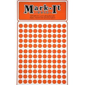  Map Dot Stickers - 1/4 inch Diameter - Orange