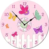 Dolce Mia Flowers and Butterflies Nursery Wall Clock - Sew Vintage