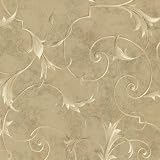 Brewster GK80803 Fairwinds Studios Damask Marble Scroll Wallpaper, 27-Inch by 324-Inch, Metallics