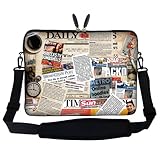 Meffort Inc 17 17.3 inch Neoprene Laptop Sleeve Bag Carrying Case with Hidden Handle and Adjustable Shoulder Strap - Newspaper Clip Design