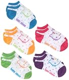 Hello Kitty Girls 7-16 White/multi Colored Dots Hello Kitty Girls 5 Pack No Show Socks