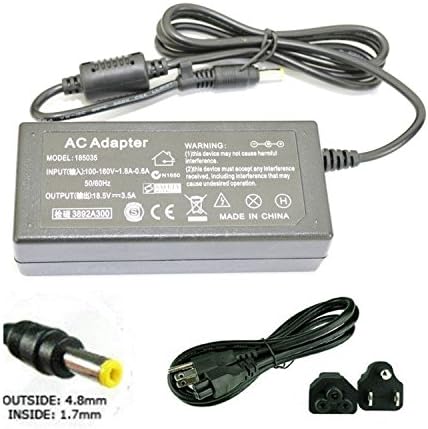 AC Adapter 18.5V 3.5A 65W replacement for HP Pavilion DV8000 ZT3000 ZE2000 ZE4900 Series &amp; Compaq Presario M2000 2200 2800 V2000 V2100 V2300 Series Power Supply