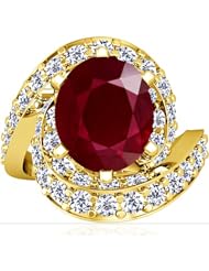 14K Yellow Gold Oval Cut Ruby Fana Designer Ring