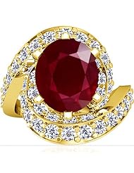 18K Yellow Gold Oval Cut Ruby Fana Designer Ring