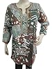 Women's Bohemian Kurta Copper Brown Cotton Tunic Top Beaded Neckline M