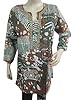 Fashion Boho Cotton Kurta Copper Brown Tunic Top Beaded Neckline M