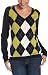 IZOD Womens Long Sleeve Vee Neck Cardigan with Placed Argyle, Ebony Heather, Medium