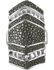 Grey Finger Ring - Genuine Stingray Skin Leather