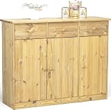 Steens 17802530 Highboard Mario 89 x 115 x 35 cm Kiefer massiv, gelaugt ge&ouml;lt