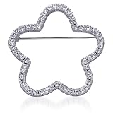 Dazzle With Your Style: Sterling Silver Open Flower Pin with Cubic Zirconia