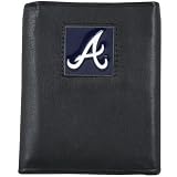MLB Atlanta Braves Black Tri-Fold Leather Executive Wallet -