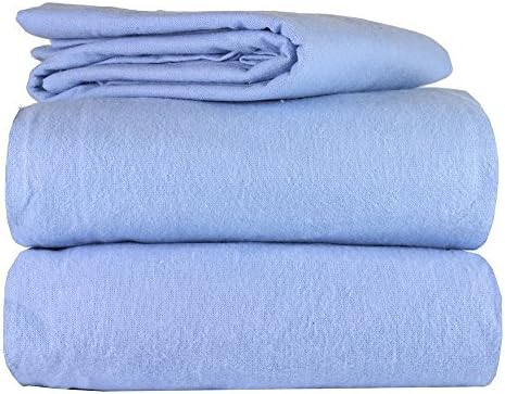 100% Cotton Heavy Weight 4 Piece Solid Flannel Sheet Set in 6 Colors and 4 Sizes (King, Blue)
