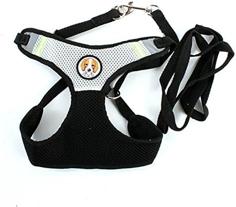Sunsen Puppy Pet Dog Cat Leash Rope Vest Mesh Breathe Adjustable Harness Clothes Black X-Small