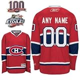 ANYNAME #00 Montreal Canadiens RBK Premier NHL Hockey Jersey by Reebok 100 Seaons Patch and Etoile (All Star) Patch