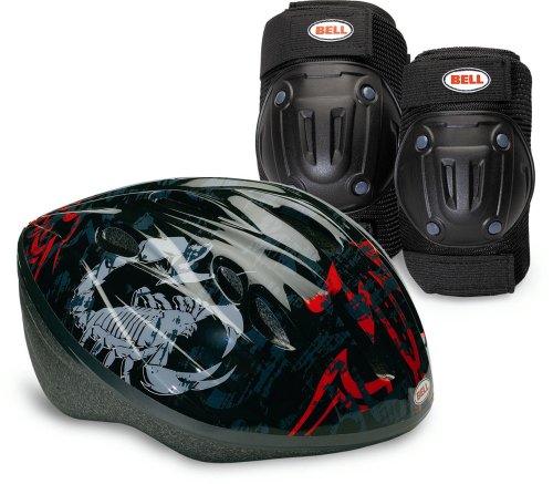 Bell Child Boy's Bicycle Helmet, Knee Pads, and Elbow Pads Value Pack (Black Scorpion)