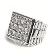 Sterling Silver Men's Rings with Clear Cubic Zirconia - Sizes: 8-12