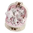 Deluxe Quality Porcelain Child's Tea Set for 2 with utensils and real pouring teapot,"Dainty Sue" in Basket
