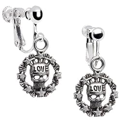 Star Spangled Love Skull Clip On Earrings
